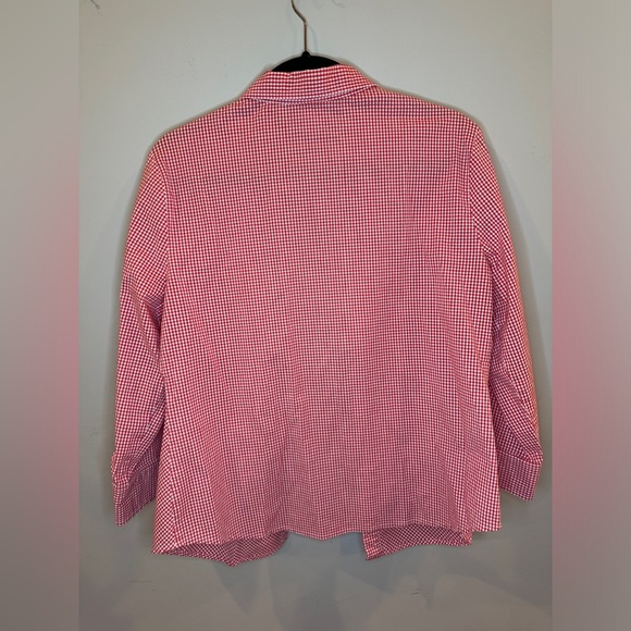 Sag Harbor women’s medium gingham printed button down blouse - Picture 2 of 3
